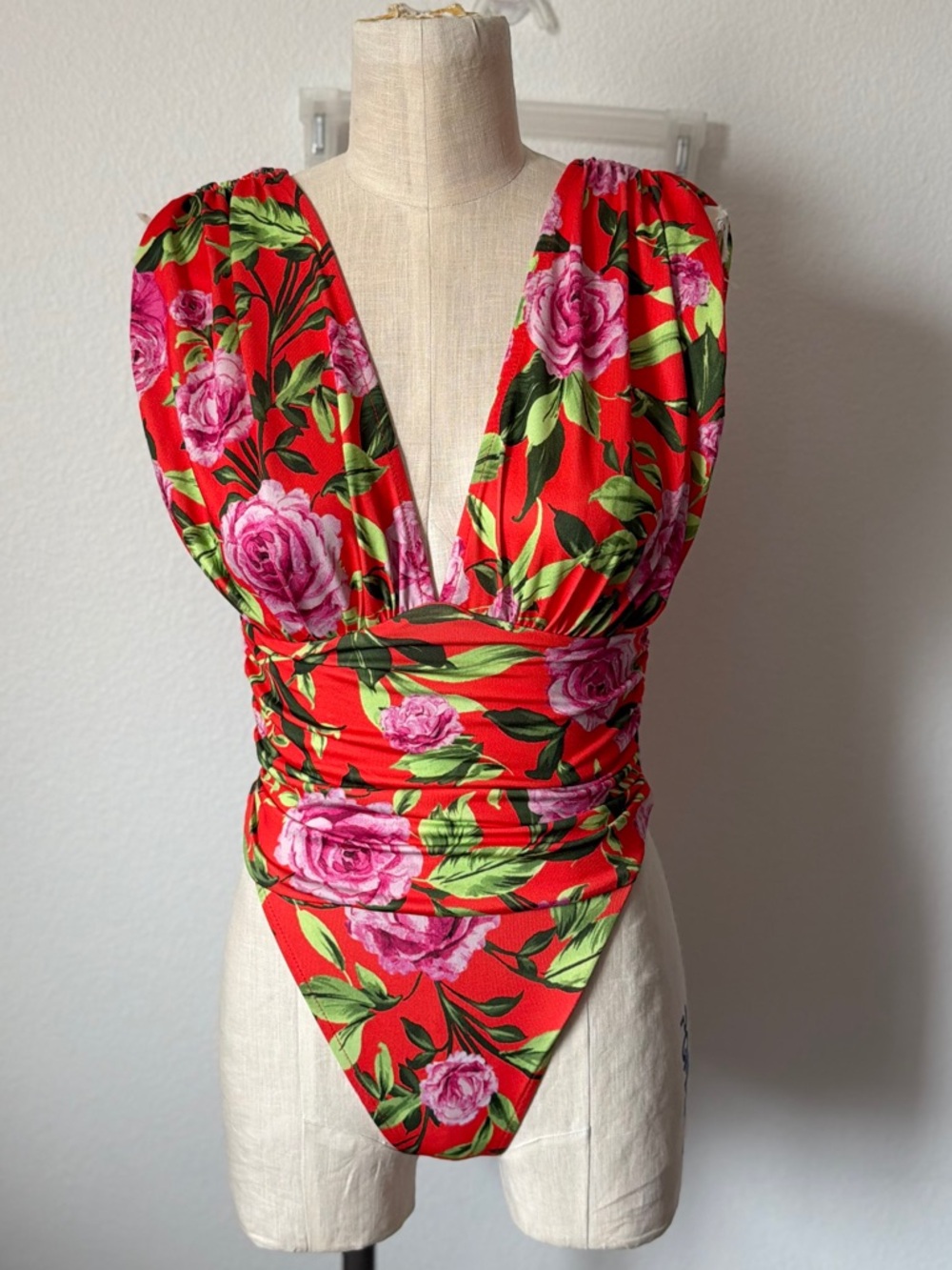 Zara Bright Orange Floral One Piece Swimsuit
